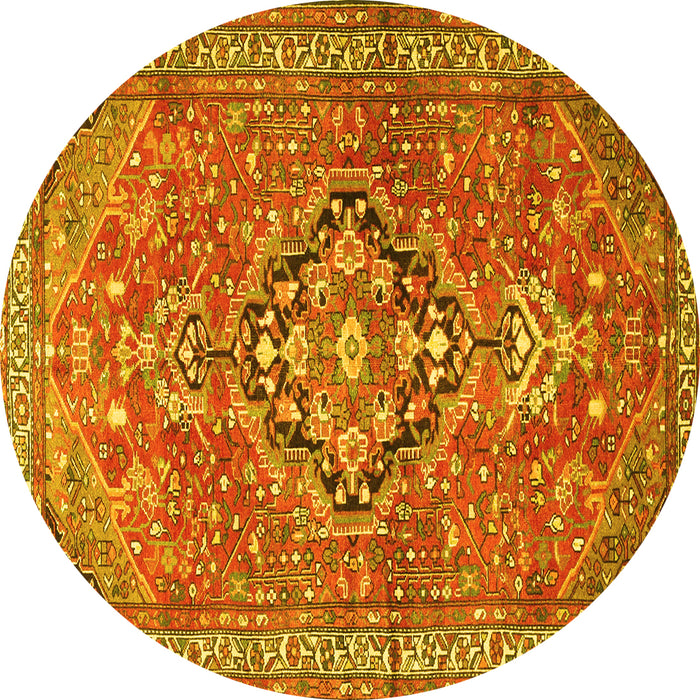 Round Persian Yellow Traditional Rug, tr1086yw