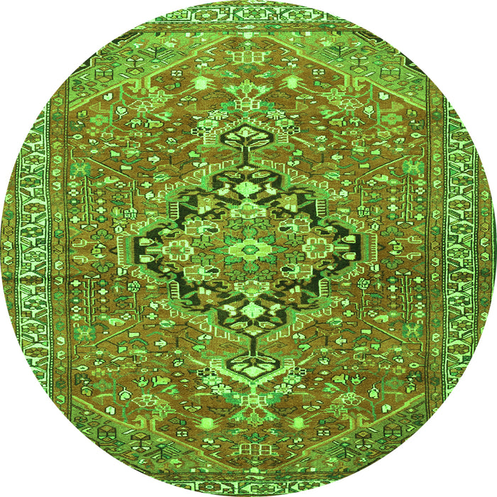 Square Persian Green Traditional Rug, tr1086grn