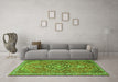 Machine Washable Persian Green Traditional Area Rugs in a Living Room,, wshtr1086grn