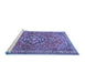 Sideview of Machine Washable Persian Blue Traditional Rug, wshtr1086blu