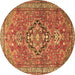 Round Persian Brown Traditional Rug, tr1086brn