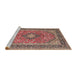 Sideview of Machine Washable Traditional Brown Red Rug, wshtr1087