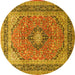 Round Persian Yellow Traditional Rug, tr1087yw