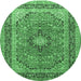 Round Persian Emerald Green Traditional Rug, tr1087emgrn