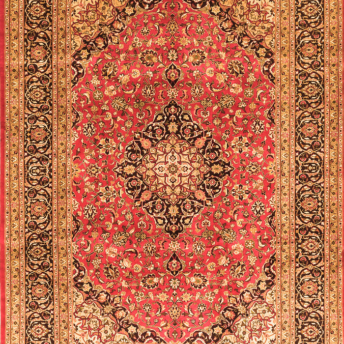 Serging Thickness of Machine Washable Persian Orange Traditional Area Rugs, wshtr1087org