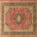 Square Persian Brown Traditional Rug, tr1087brn