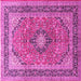 Square Machine Washable Persian Pink Traditional Rug, wshtr1087pnk