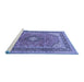 Sideview of Machine Washable Persian Blue Traditional Rug, wshtr1087blu