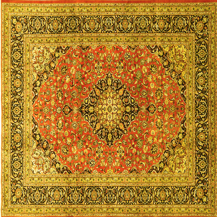 Square Machine Washable Persian Yellow Traditional Rug, wshtr1087yw