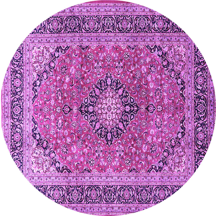 Round Machine Washable Persian Purple Traditional Area Rugs, wshtr1087pur