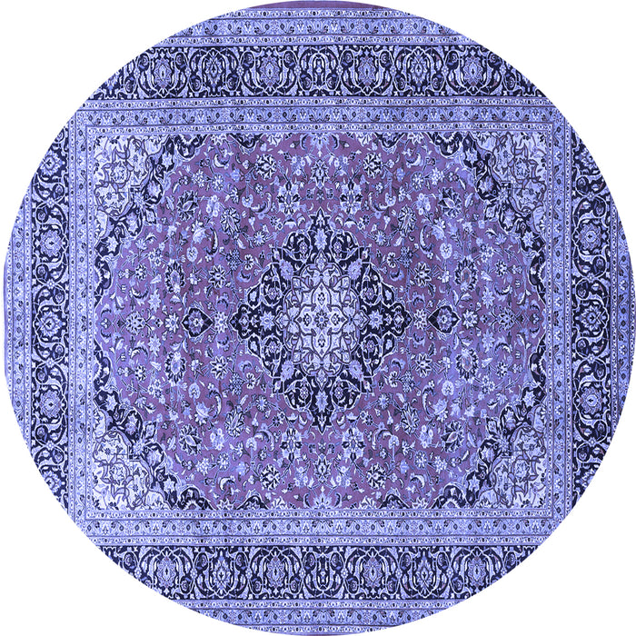 Round Machine Washable Persian Blue Traditional Rug, wshtr1087blu