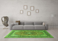 Machine Washable Persian Green Traditional Rug, wshtr1087grn