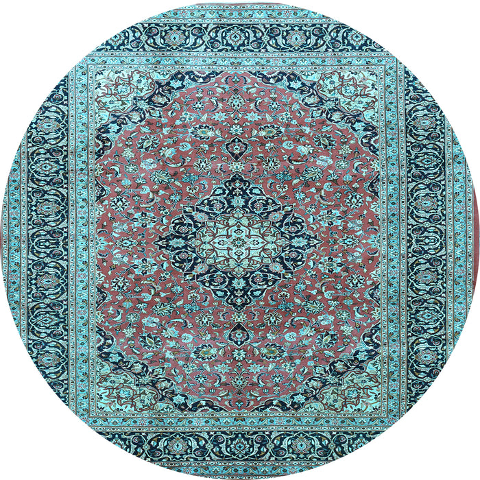 Round Persian Light Blue Traditional Rug, tr1087lblu