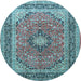Round Persian Light Blue Traditional Rug, tr1087lblu