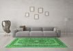 Machine Washable Persian Emerald Green Traditional Area Rugs in a Living Room,, wshtr1087emgrn