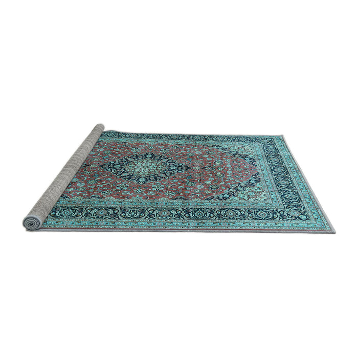 Sideview of Machine Washable Persian Light Blue Traditional Rug, wshtr1087lblu