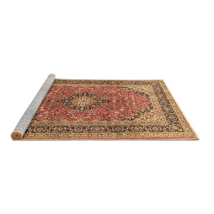 Sideview of Machine Washable Persian Brown Traditional Rug, wshtr1087brn