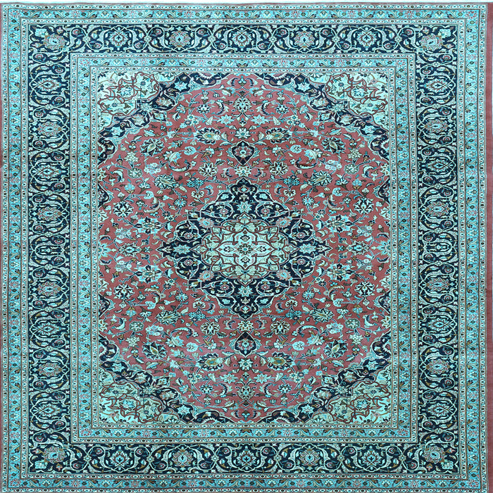 Square Machine Washable Persian Light Blue Traditional Rug, wshtr1087lblu