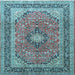 Square Machine Washable Persian Light Blue Traditional Rug, wshtr1087lblu