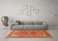 Machine Washable Persian Orange Traditional Rug, wshtr1087org