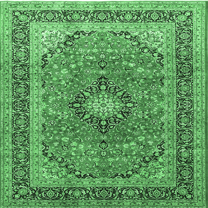 Square Machine Washable Persian Emerald Green Traditional Area Rugs, wshtr1087emgrn