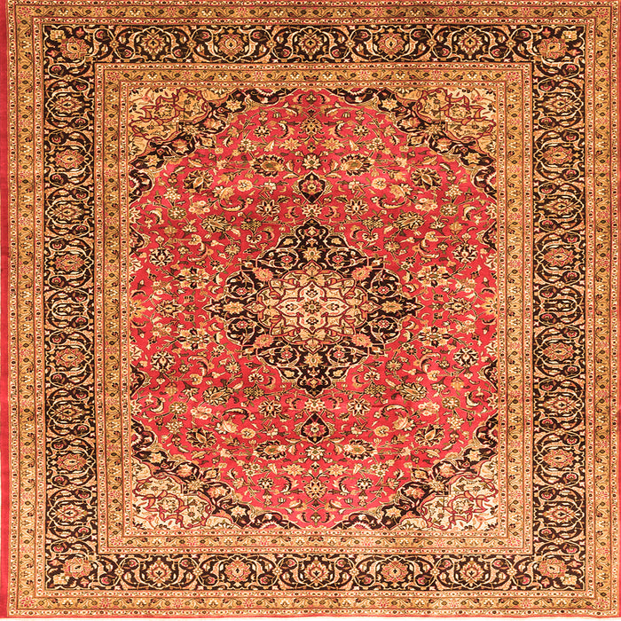 Round Machine Washable Persian Orange Traditional Area Rugs, wshtr1087org