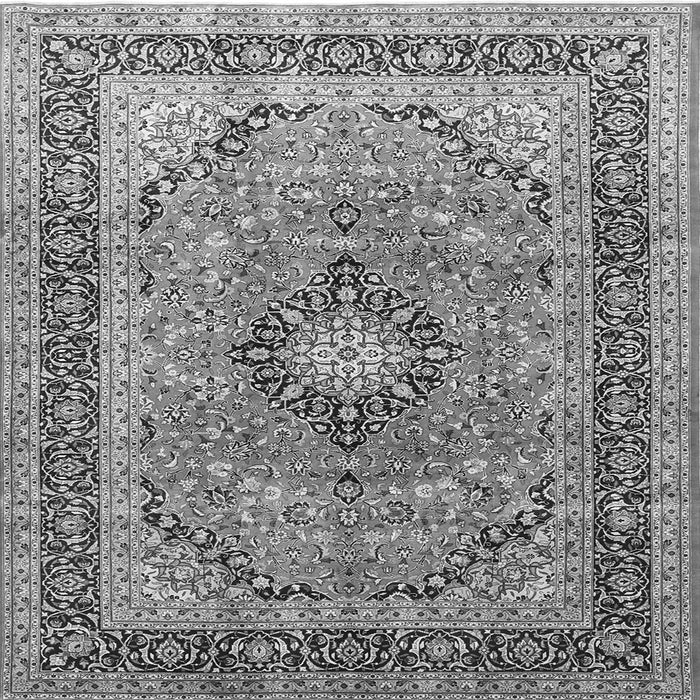Round Machine Washable Persian Gray Traditional Rug, wshtr1087gry