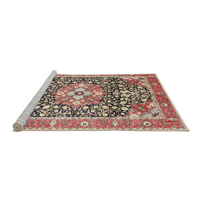 Sideview of Machine Washable Traditional Brown Rug, wshtr1088