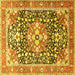 Square Machine Washable Persian Yellow Traditional Rug, wshtr1088yw