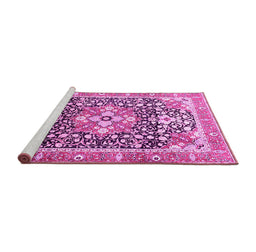 Sideview of Machine Washable Persian Pink Traditional Rug, wshtr1088pnk