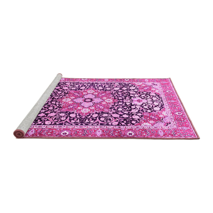 Sideview of Machine Washable Persian Pink Traditional Rug, wshtr1088pnk