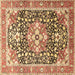 Square Machine Washable Persian Brown Traditional Rug, wshtr1088brn