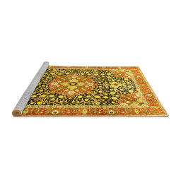 Sideview of Machine Washable Persian Yellow Traditional Rug, wshtr1088yw