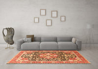 Machine Washable Persian Orange Traditional Rug, wshtr1088org