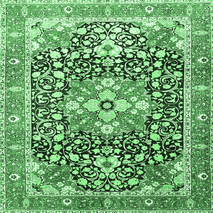Square Persian Emerald Green Traditional Rug, tr1088emgrn