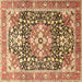 Square Persian Brown Traditional Rug, tr1088brn