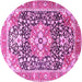 Round Persian Pink Traditional Rug, tr1088pnk
