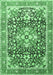 Machine Washable Persian Emerald Green Traditional Area Rugs, wshtr1088emgrn