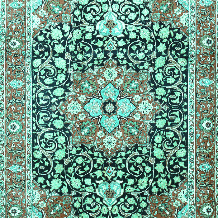 Machine Washable Persian Turquoise Traditional Area Rugs, wshtr1088turq
