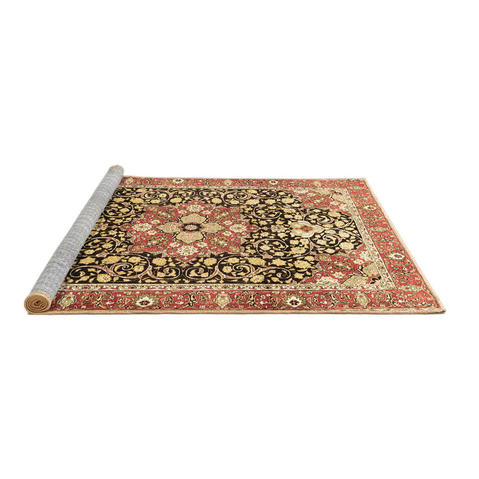 Sideview of Machine Washable Persian Brown Traditional Rug, wshtr1088brn