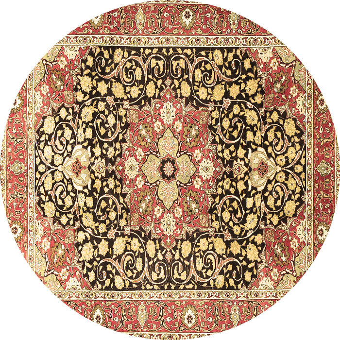 Round Persian Brown Traditional Rug, tr1088brn