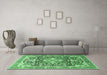 Machine Washable Persian Emerald Green Traditional Area Rugs in a Living Room,, wshtr1088emgrn