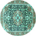 Round Persian Turquoise Traditional Rug, tr1088turq