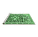 Sideview of Machine Washable Persian Emerald Green Traditional Area Rugs, wshtr1088emgrn