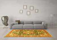 Machine Washable Persian Yellow Traditional Rug, wshtr1088yw