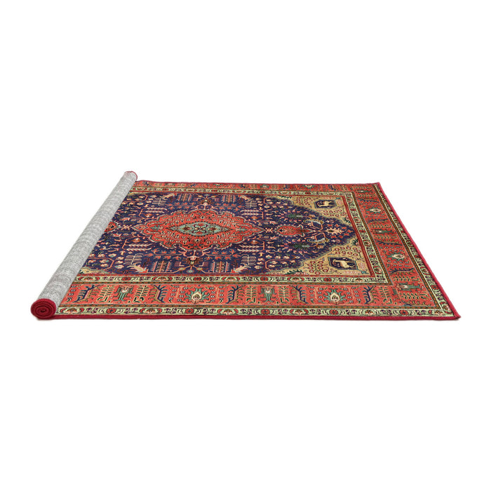 Sideview of Machine Washable Traditional Fire Brick Red Rug, wshtr1089
