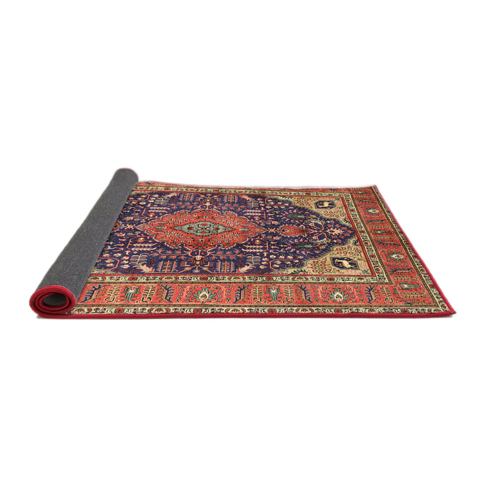 Sideview of Traditional Fire Brick Red Medallion Rug, tr1089