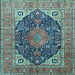 Square Medallion Light Blue Traditional Rug, tr1089lblu