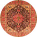 Machine Washable Medallion Orange Traditional Area Rugs, wshtr1089org