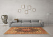 Machine Washable Medallion Brown Traditional Rug in a Living Room,, wshtr1089brn